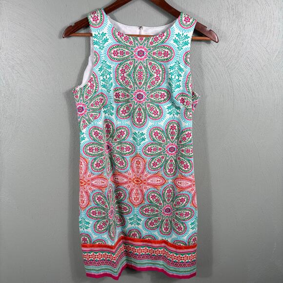 London Style Women's Size 8 Multicolor Festive Floral Paisley Sleeveless Dress - Picture 8 of 11